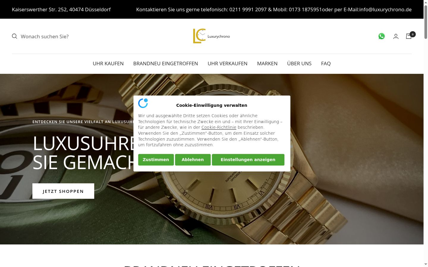 Screenshot del banner di consenso mostrato prima di qualsiasi interazione