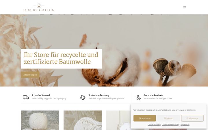 Screenshot of luxurycotton.de