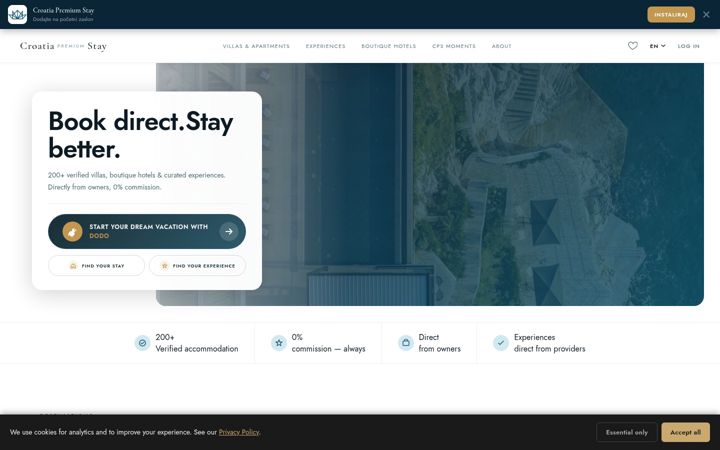 Screenshot of luxurycroatiaretreats.com
