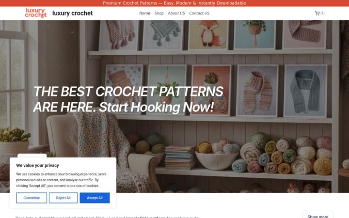 Screenshot of luxurycrochet.com