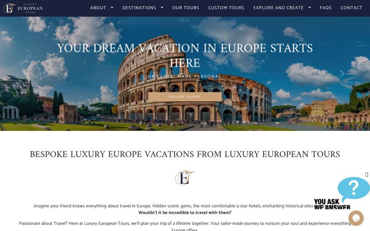 Screenshot of luxuryeuropeantours.com