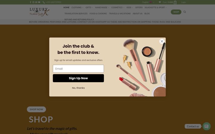 Screenshot of luxurygiftsk.com
