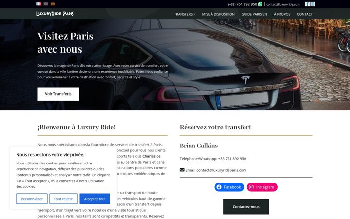 Screenshot of luxuryrideparis.com