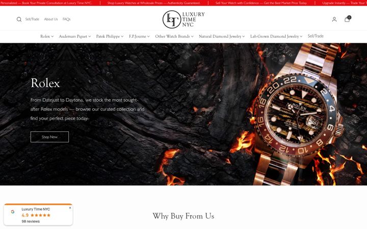 Screenshot of luxurytimenyc.com