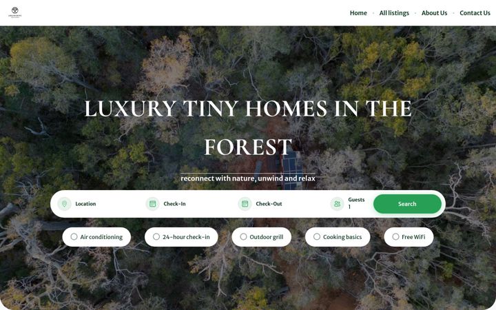 Screenshot of luxurytinyhomesintheforest.com