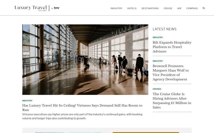 Screenshot of luxurytravelreport.com