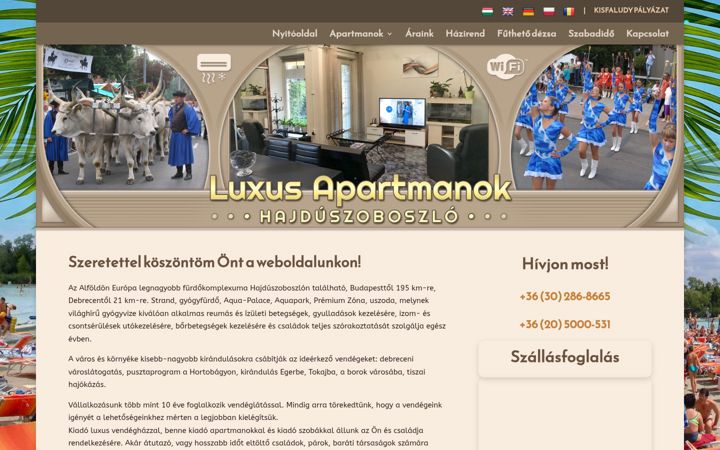 Screenshot of luxusapartmanok.eu