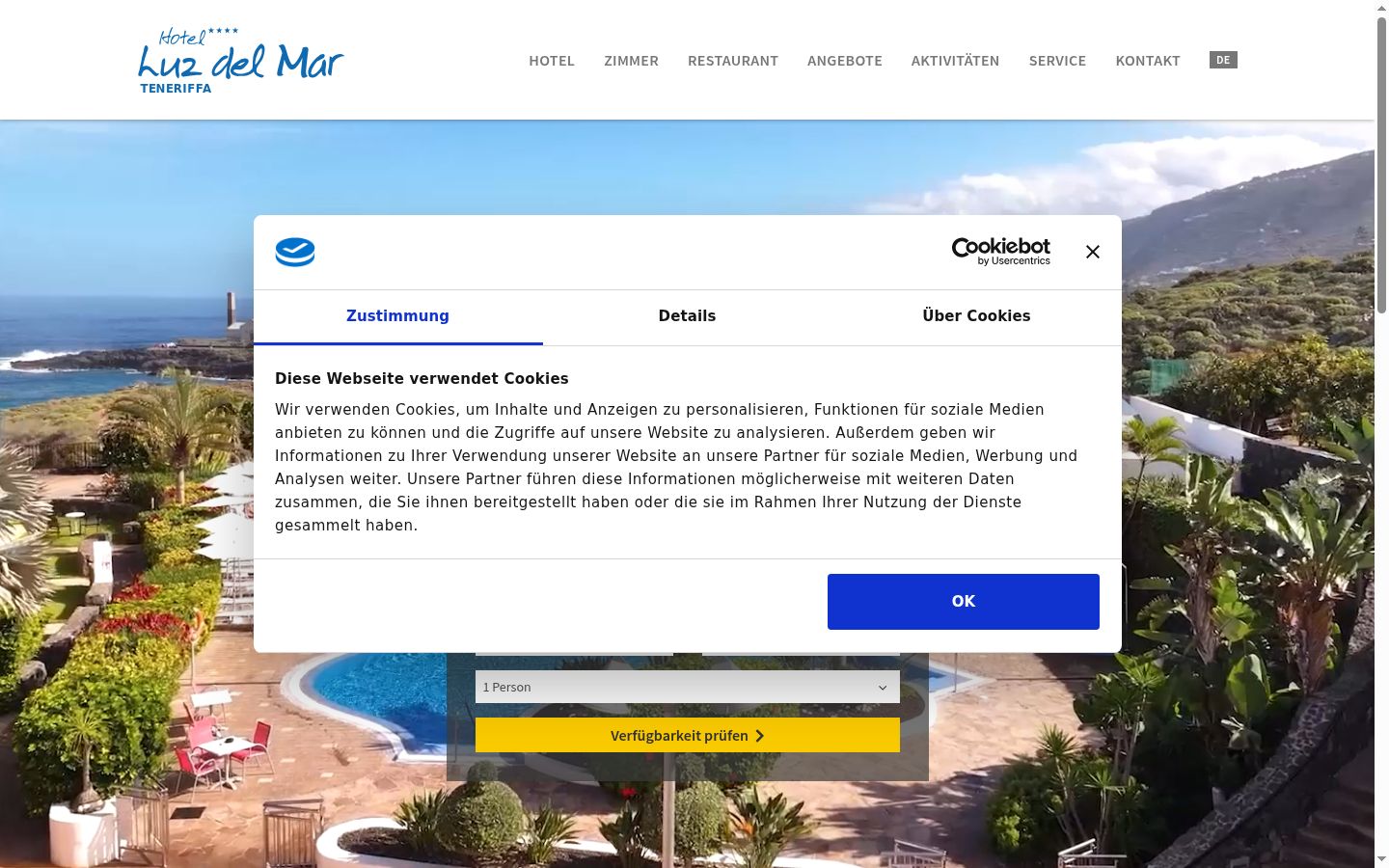 Screenshot of the consent banner shown before any interaction