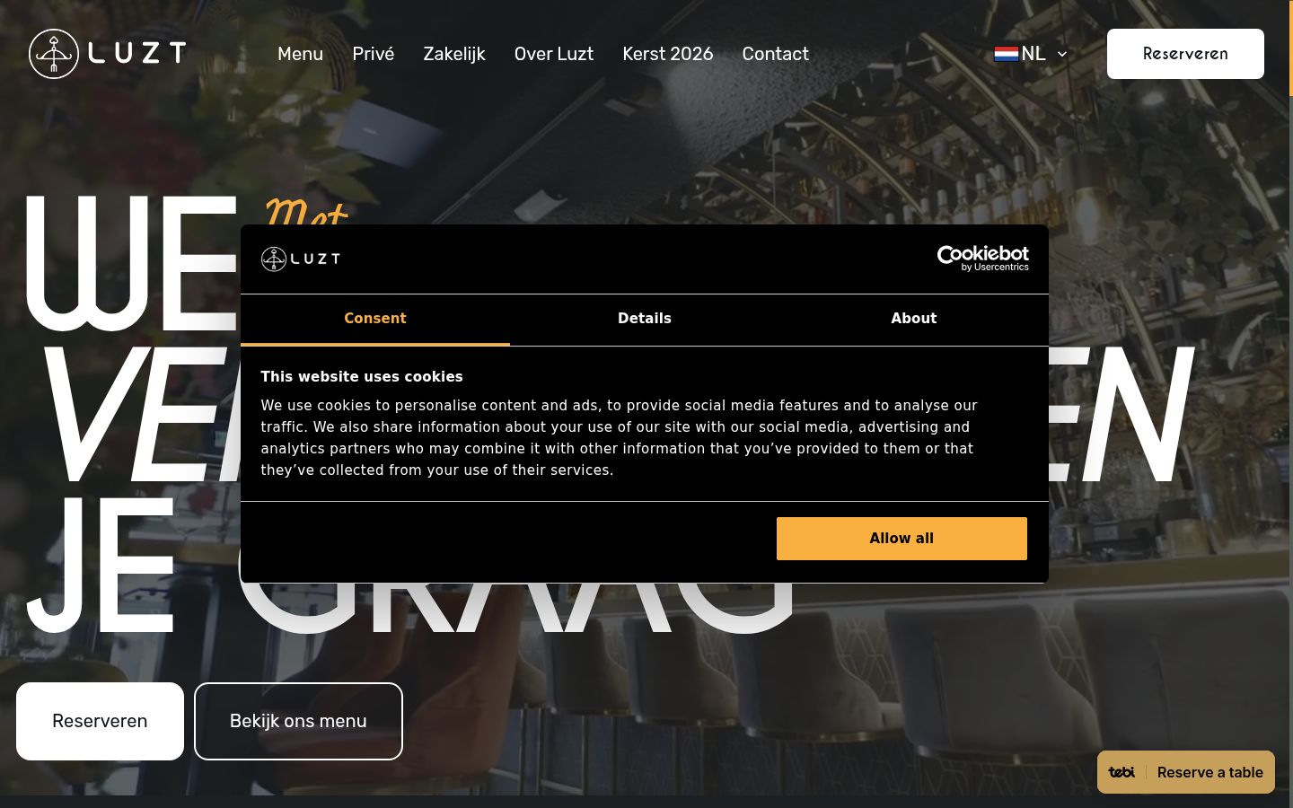 Screenshot del banner di consenso mostrato prima di qualsiasi interazione