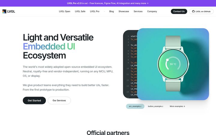 Screenshot of lvgl.io