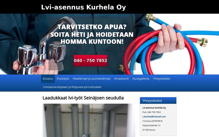 Screenshot of lvi-asennuslaurik.com