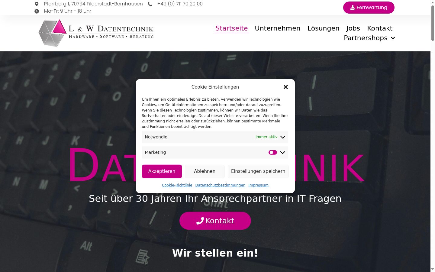 Screenshot of the consent banner shown before any interaction