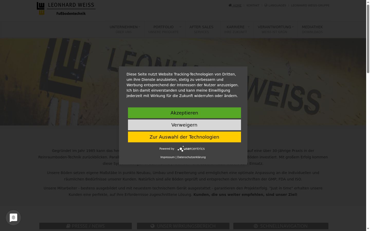 Screenshot of the consent banner shown before any interaction