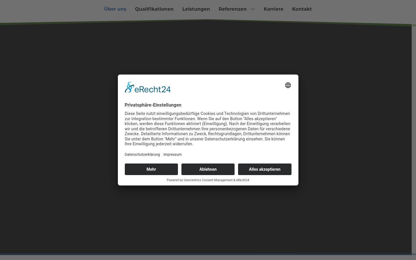 Screenshot of the consent banner shown before any interaction