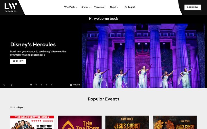 Screenshot of lwtheatres.co.uk