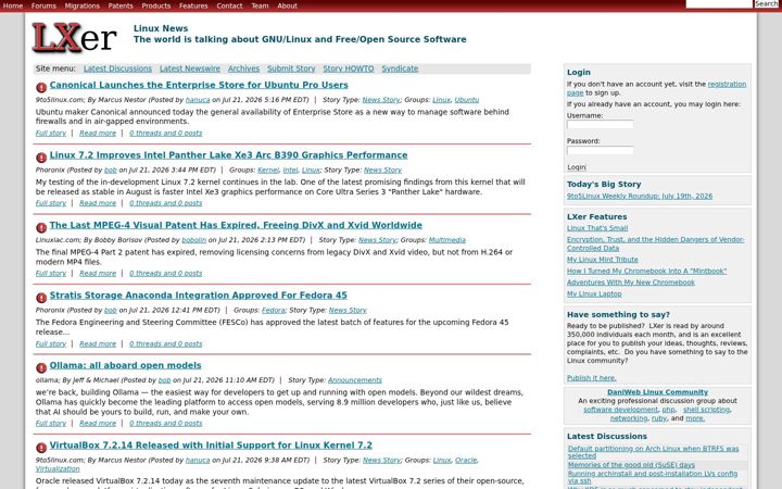 Screenshot of lxer.com