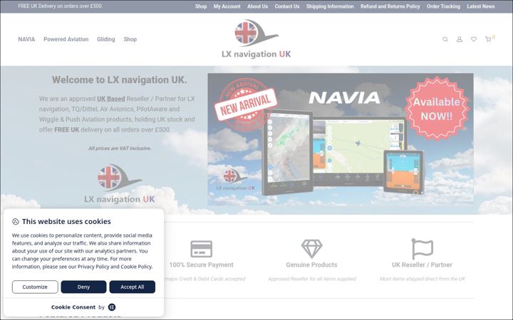 Screenshot of lxnavigation.co.uk