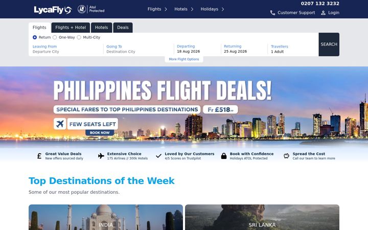 Screenshot of lycafly.com
