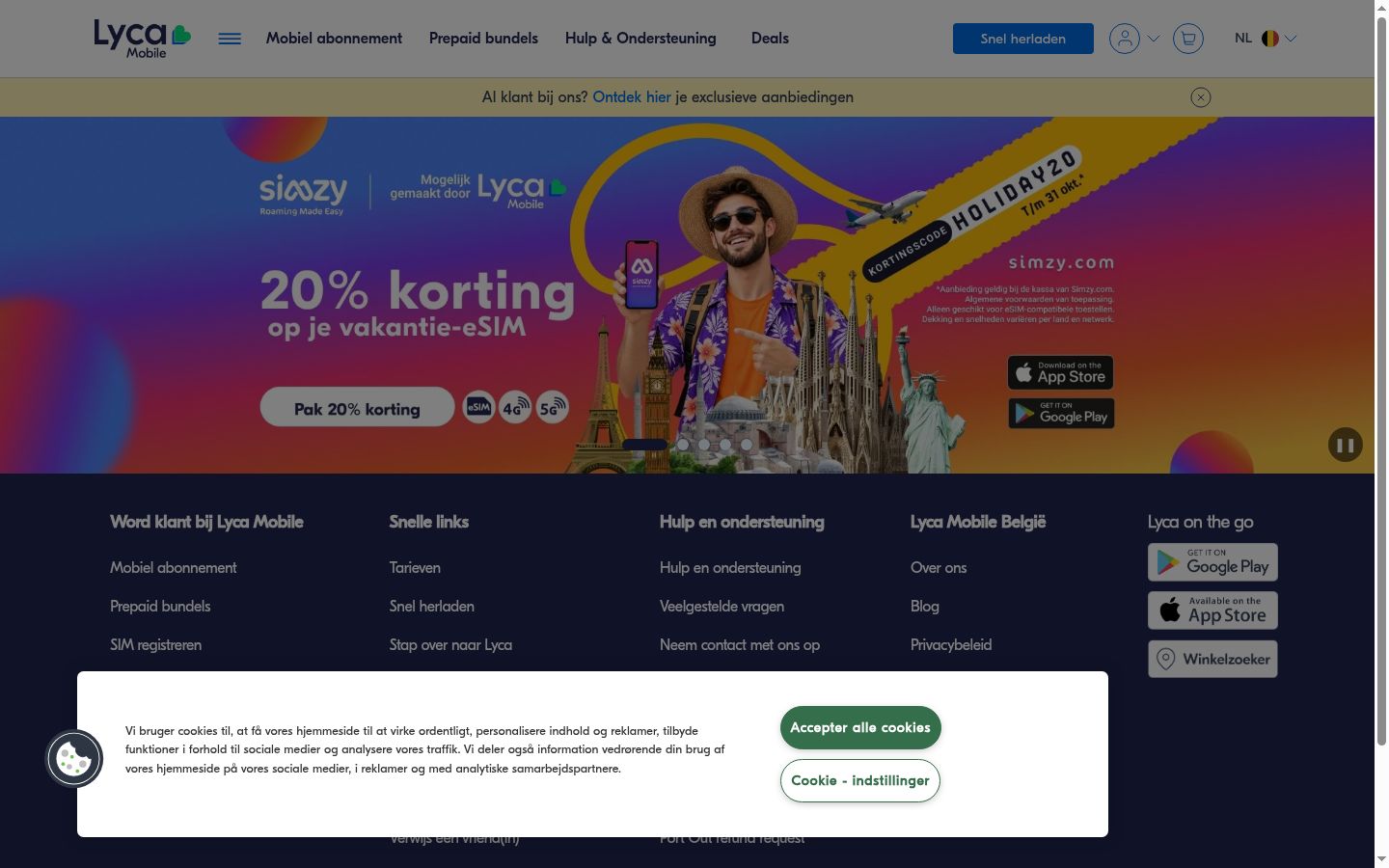 Screenshot del banner di consenso mostrato prima di qualsiasi interazione