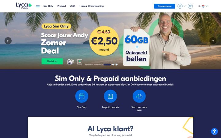 Screenshot of lycamobile.nl