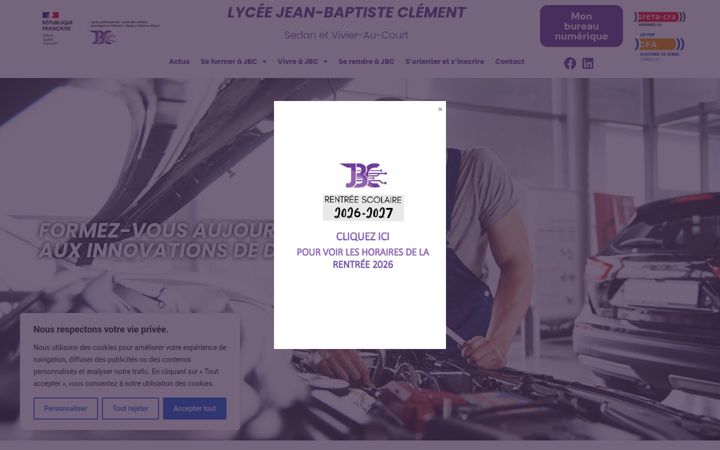 Screenshot of lycee-jbc08.fr