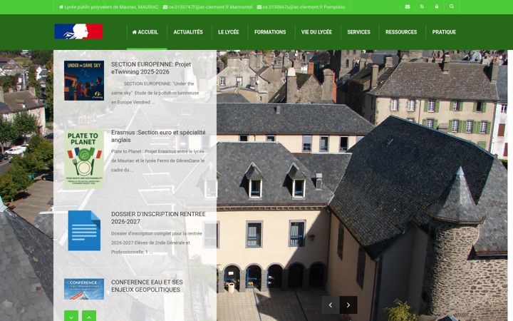 Screenshot of lyceepolyvalentmauriac.fr