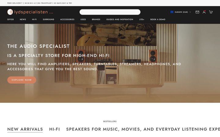Screenshot of lydspecialisten.eu