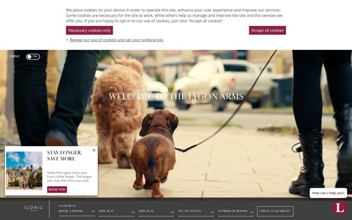 Screenshot of lygonarmshotel.co.uk