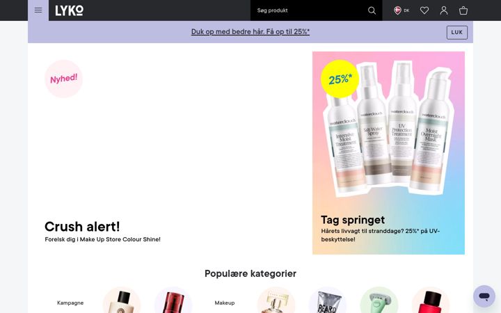 Kuvakaappaus sivustosta lyko.com