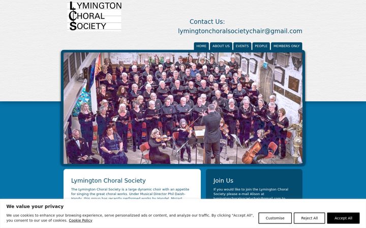 Screenshot of lymingtonchoral.org.uk