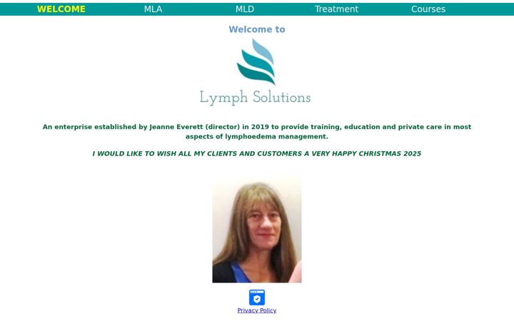 Captură de ecran a lymphsolutions.co.uk