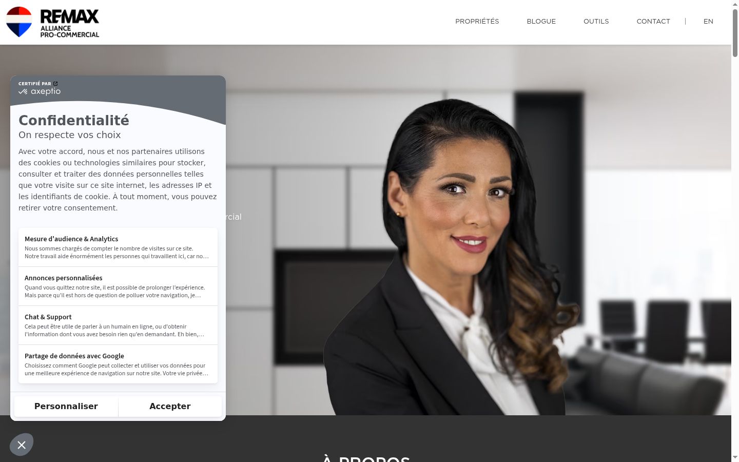 Screenshot del banner di consenso mostrato prima di qualsiasi interazione