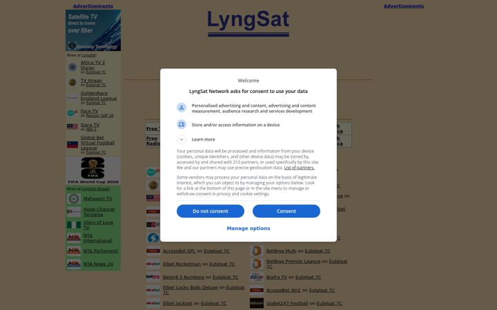 Snímek obrazovky lyngsat.com