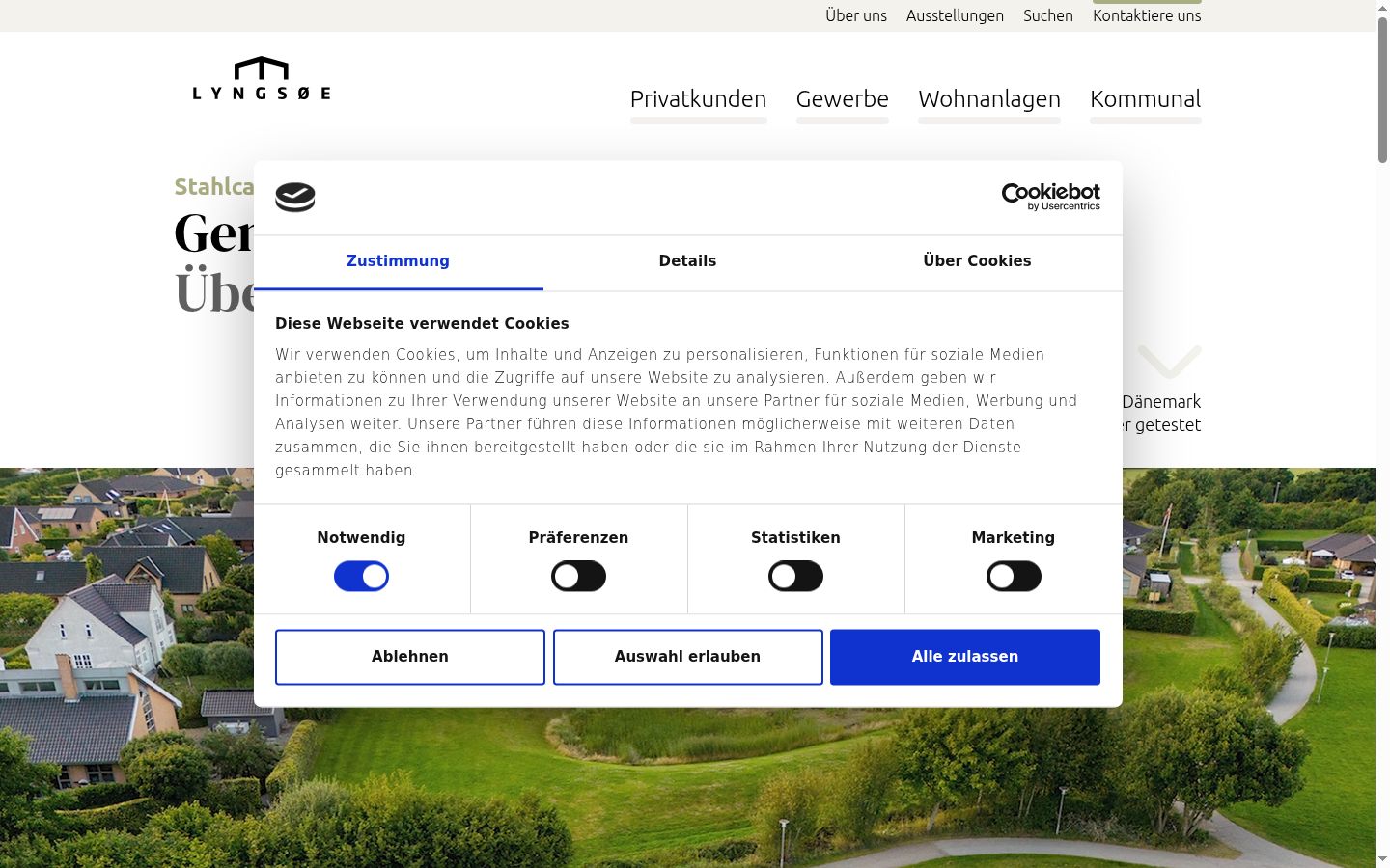 Screenshot del banner di consenso mostrato prima di qualsiasi interazione