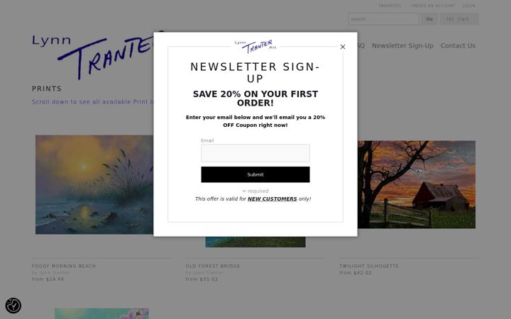 Screenshot of lynntranterart.com