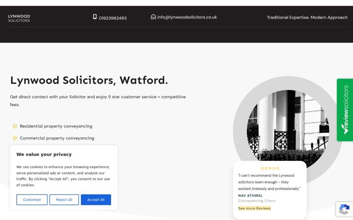 Screenshot of lynwoodsolicitors.co.uk