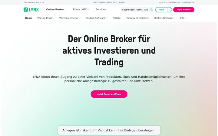 Screenshot ta' lynxbroker.de