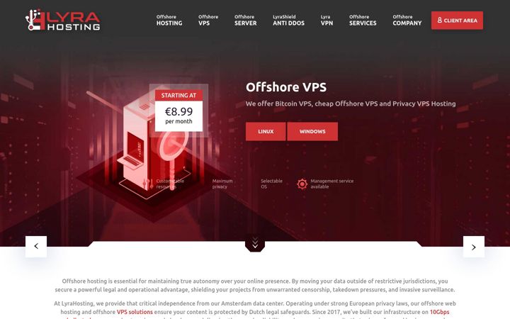 Screenshot of lyrahosting.com