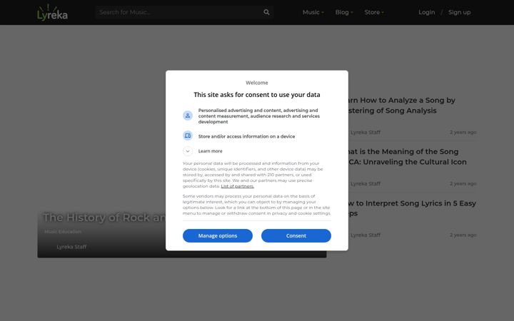 Screenshot of lyreka.com