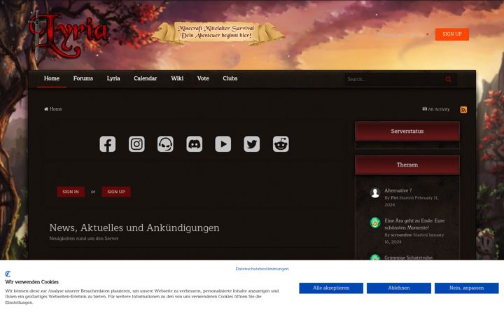 Screenshot of lyriaserver.de