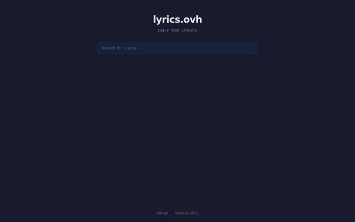 Screenshot of lyrics.ovh