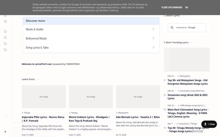 Screenshot of lyricspulp.com