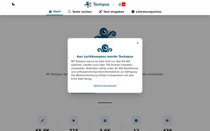 Screenshot of lyrikkompass.de