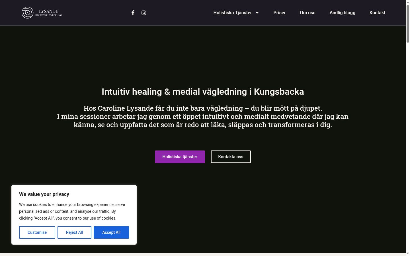Skjermbilde av samtykkebanneret slik det vises før noen interaksjon