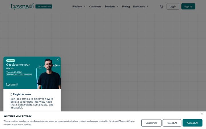 Screenshot of lyssna.com