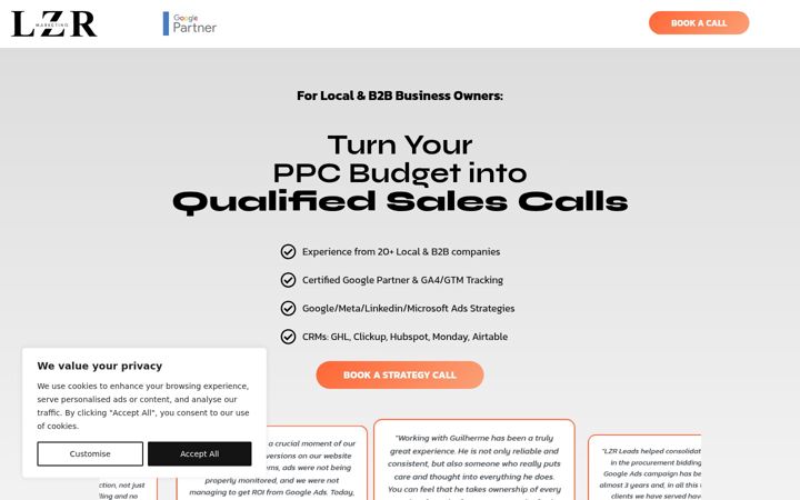 Screenshot of lzrleads.com