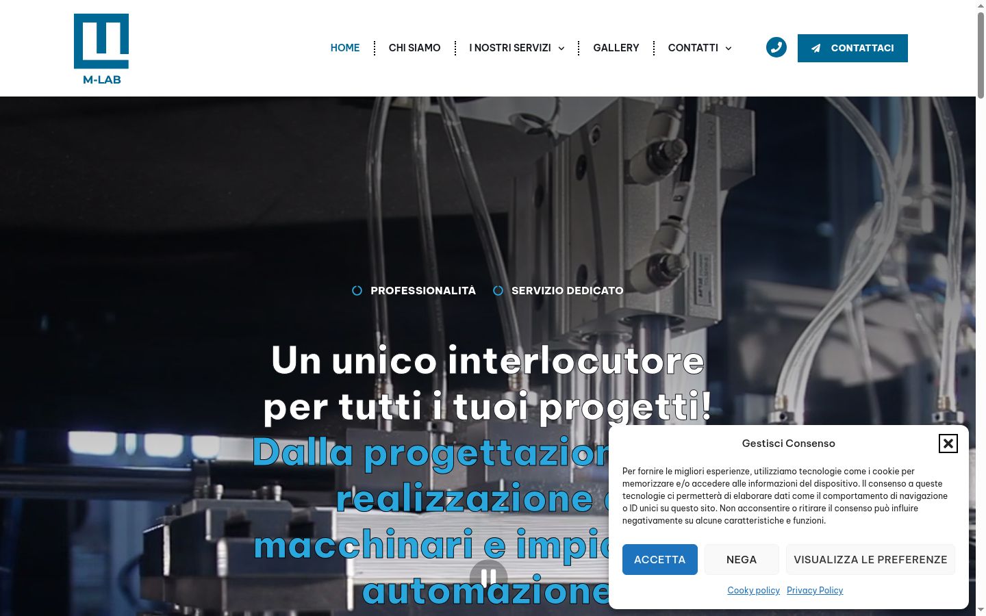 Screenshot del banner di consenso mostrato prima di qualsiasi interazione
