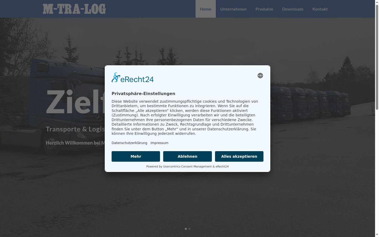 Screenshot of the consent banner shown before any interaction