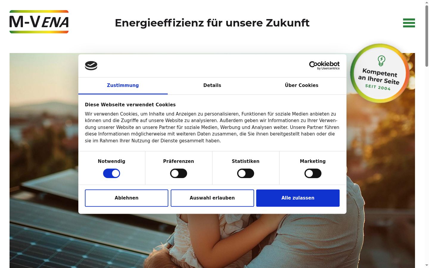 Screenshot of the consent banner shown before any interaction