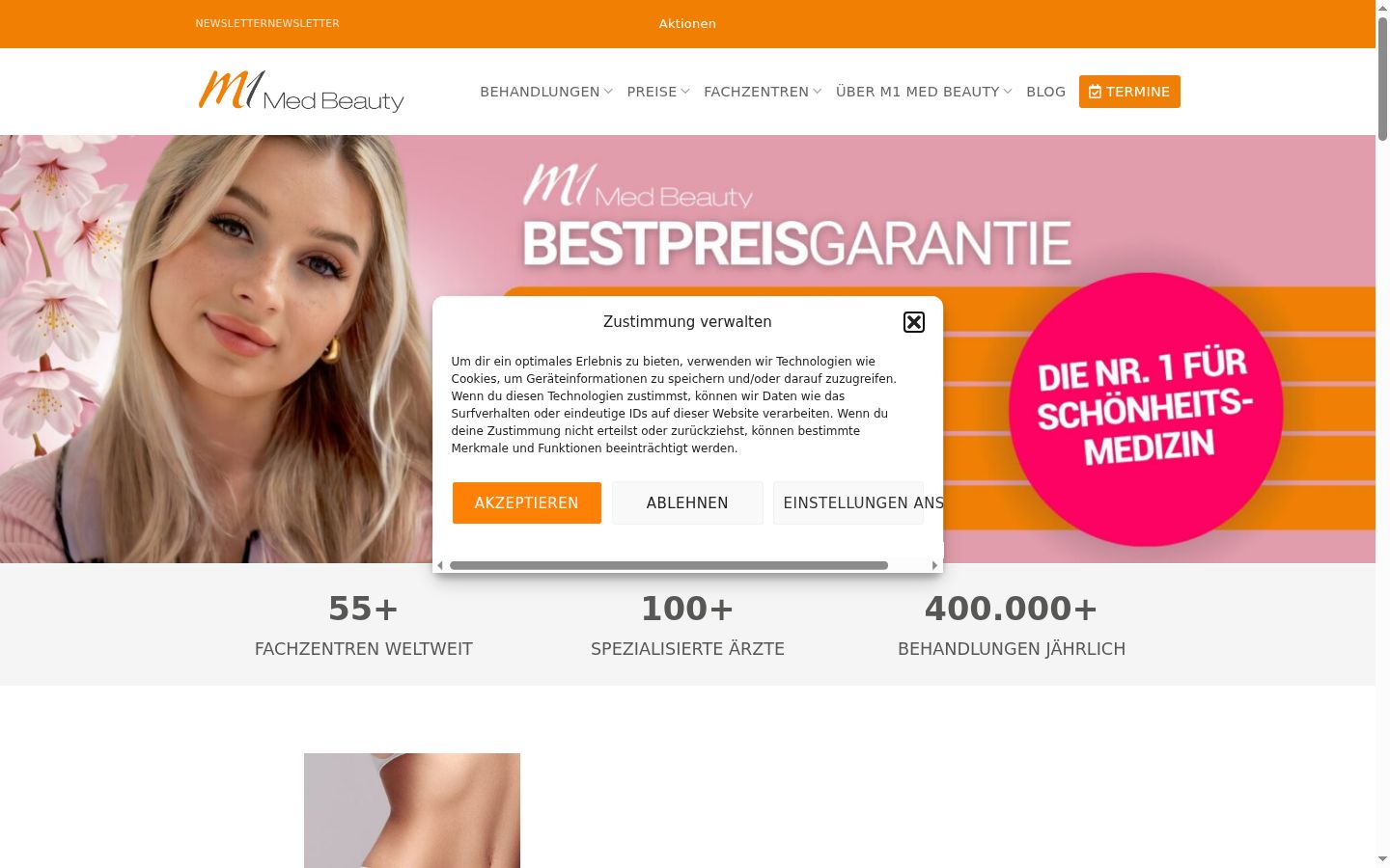 Kuvakaappaus suostumusbannerista, joka näytettiin ennen mitään vuorovaikutusta